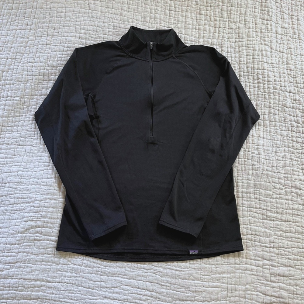 Patagonia 1/4 Zip‎ Capilene Base Layer Pullover Women's Medium Black